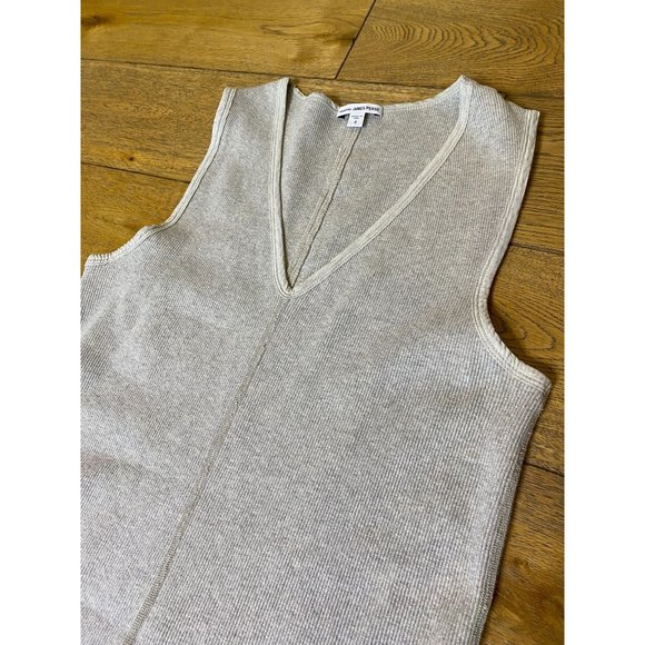 Standard James Perse Light Grey Binding Fitted Rib Dress Women's Size XL - Picture 6 of 10